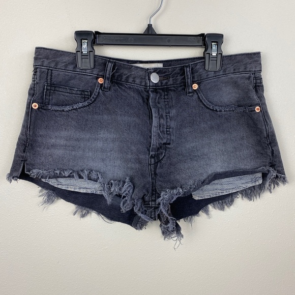 We the Free Soft & Relaxed Cut Off Shorts in Sulphur Black - Picture 1 of 4